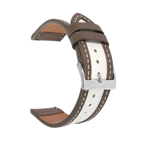 BBPLWEEA YingYou 20mm 22mm Echtes Leder Canvas Uhrenarmband Schnellverschluss Uhrenarmband Ersatzarmband(Coffee,22mm) von BBPLWEEA