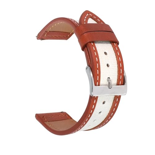 BBPLWEEA YingYou 20mm 22mm Echtes Leder Canvas Uhrenarmband Schnellverschluss Uhrenarmband Ersatzarmband(Red Brown,22mm) von BBPLWEEA