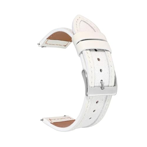 BBPLWEEA YingYou 20mm 22mm Echtes Leder Canvas Uhrenarmband Schnellverschluss Uhrenarmband Ersatzarmband(White,22mm) von BBPLWEEA