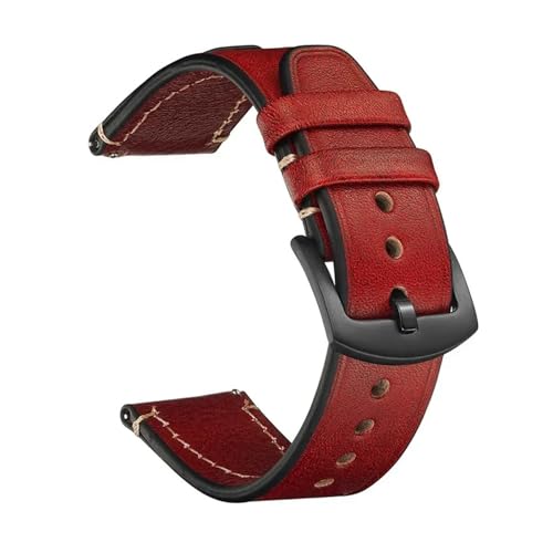 BBPLWEEA YingYou 20mm 22mm Handgemachtes Uhrenarmband Aus Hauptschichtrindsleder Mit Schnellverschluss, Universelles Ersatzuhrenarmband(Wine Red black BK,22mm) von BBPLWEEA