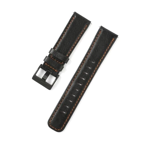 BBPLWEEA YingYou 20mm 22mm Ölwachs Rindsleder Uhrenarmband Retro Echtes Leder Uhrenarmband Frauen Männer Armbanduhr Armband Universal Uhrenarmbänder(Black,22mm) von BBPLWEEA