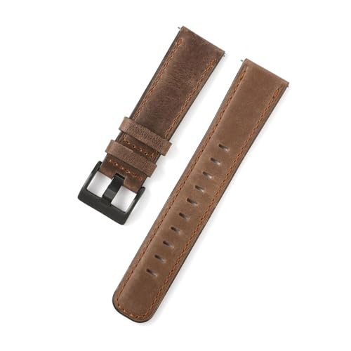 BBPLWEEA YingYou 20mm 22mm Ölwachs Rindsleder Uhrenarmband Retro Echtes Leder Uhrenarmband Frauen Männer Armbanduhr Armband Universal Uhrenarmbänder(Coffee Brown,22mm) von BBPLWEEA