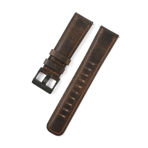 BBPLWEEA YingYou 20mm 22mm Ölwachs Rindsleder Uhrenarmband Retro Echtes Leder Uhrenarmband Frauen Männer Armbanduhr Armband Universal Uhrenarmbänder(Deep Coffee,20mm) von BBPLWEEA
