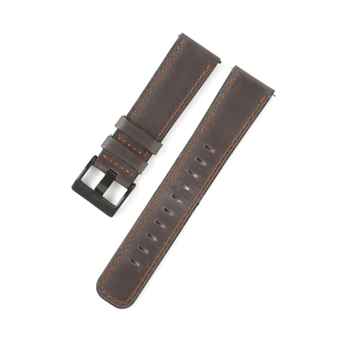 BBPLWEEA YingYou 20mm 22mm Ölwachs Rindsleder Uhrenarmband Retro Echtes Leder Uhrenarmband Frauen Männer Armbanduhr Armband Universal Uhrenarmbänder(Deep Gray,20mm) von BBPLWEEA