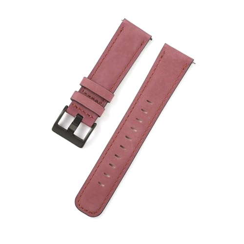 BBPLWEEA YingYou 20mm 22mm Ölwachs Rindsleder Uhrenarmband Retro Echtes Leder Uhrenarmband Frauen Männer Armbanduhr Armband Universal Uhrenarmbänder(Rose Pink,22mm) von BBPLWEEA