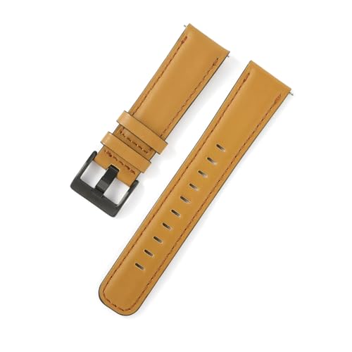 BBPLWEEA YingYou 20mm 22mm Ölwachs Rindsleder Uhrenarmband Retro Echtes Leder Uhrenarmband Frauen Männer Armbanduhr Armband Universal Uhrenarmbänder(Yellow Brown,20mm) von BBPLWEEA