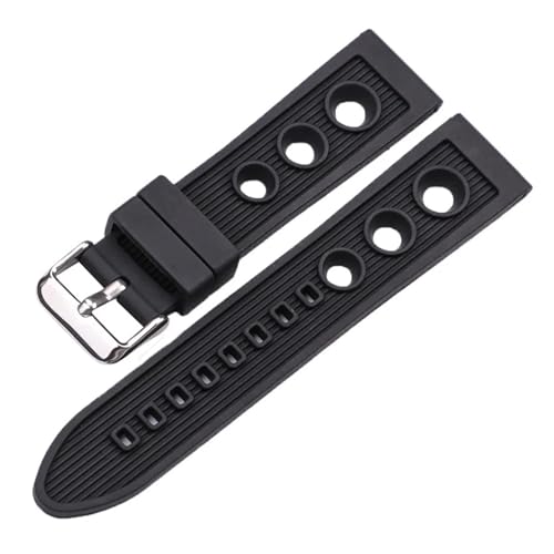 BBPLWEEA YingYou 22mm Gummi Uhrenarmbänder Männer Frauen Wasserdicht Schwimmen Smart Uhr Band Schwarz Blau(Black) von BBPLWEEA