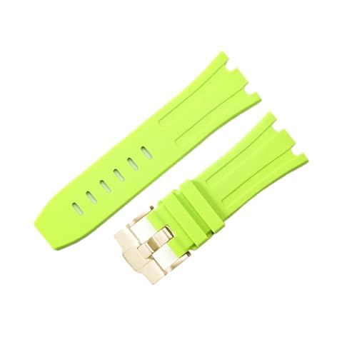 BBPLWEEA YingYou 28 Mm Wasserdichtes Gummi-Uhrenarmband, Kompatibel Mit AP Royal Offshore, Kompatibel Mit AP 15710 15703, Weiches Silikon-Uhrenarmband, Bandzubehör(Light Green Gold) von BBPLWEEA
