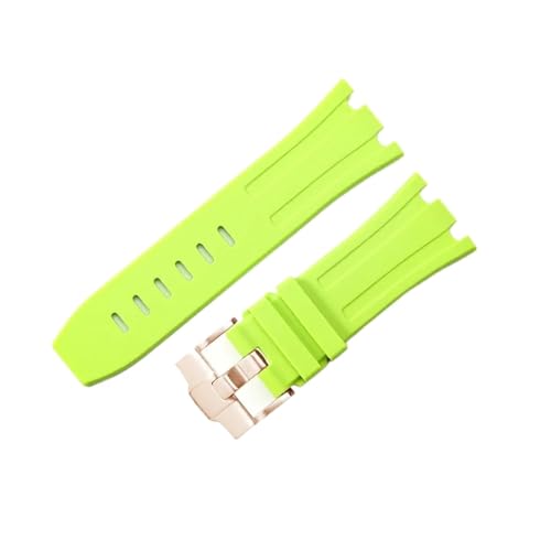 BBPLWEEA YingYou 28 Mm Wasserdichtes Gummi-Uhrenarmband, Kompatibel Mit AP Royal Offshore, Kompatibel Mit AP 15710 15703, Weiches Silikon-Uhrenarmband, Bandzubehör(Light Green Rose) von BBPLWEEA