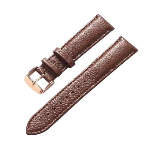 BBPLWEEA YingYou Echtes Leder Litschi Muster Weiches Armband Herren Damen Dornschließe Elefant Grau Aprikose Lila Uhrenzubehör(Dark brown rose,18mm) von BBPLWEEA