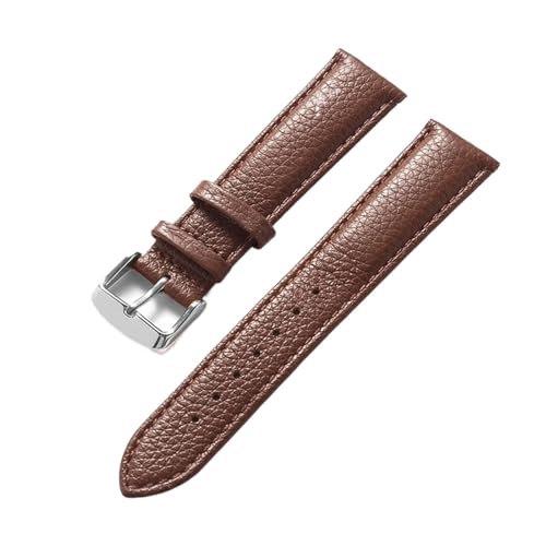 BBPLWEEA YingYou Echtes Leder Litschi Muster Weiches Armband Herren Damen Dornschließe Elefant Grau Aprikose Lila Uhrenzubehör(Dark brown,21mm) von BBPLWEEA