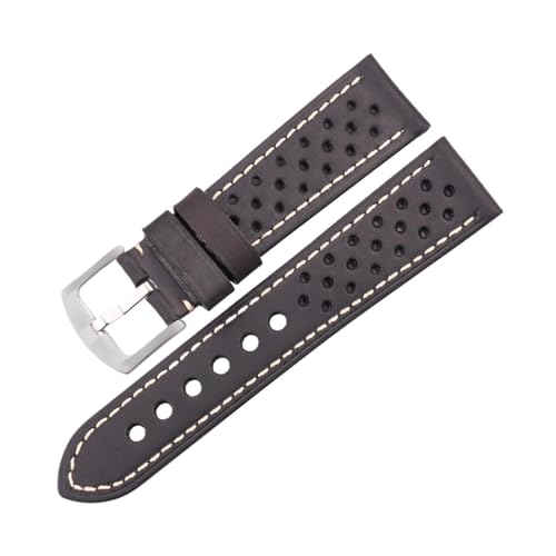 BBPLWEEA YingYou Atmungsaktives Uhrenarmband Aus Echtem Leder, Rindslederband Mit Faltschließe, 18 Mm Bis 24 Mm(Black Pin Buckle,18mm) von BBPLWEEA