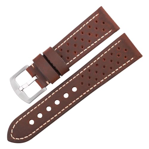 BBPLWEEA YingYou Atmungsaktives Uhrenarmband Aus Echtem Leder, Rindslederband Mit Faltschließe, 18 Mm Bis 24 Mm(Coffee Pin Buckle,18mm) von BBPLWEEA