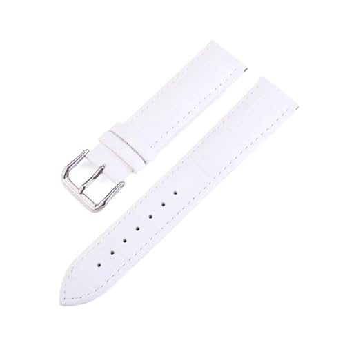 BBPLWEEA YingYou Buntes Echtlederarmband For Herren Und Damen 12 13 14 15 16 17 18 19 20 22 24 Mm, Krokodilmuster, Wasserdichtes Uhrenarmband(WHITE,16mm) von BBPLWEEA