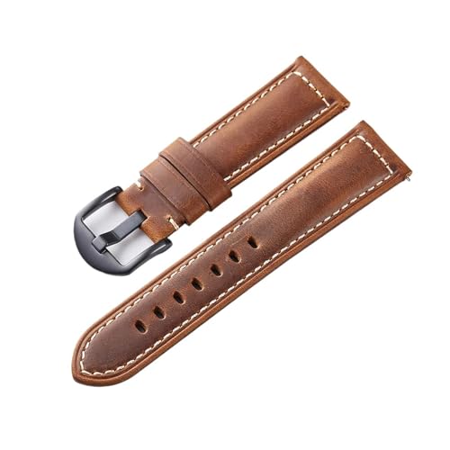BBPLWEEA YingYou Crazy Horse Leder Uhrenarmbänder Uhr Lederbänder 20mm 22mm 24mm Herren Uhr Armband Rindsleder Gürtel(Dark Brown-Black,22mm) von BBPLWEEA