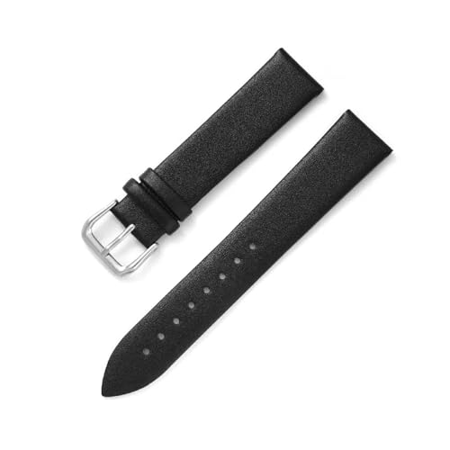 BBPLWEEA YingYou Dünnes Uhrenarmband Aus Echtem Leder 8 Mm 10 12 13 14 15 16 17 18 19 20 Mm 21 22 Mm Glattes Uhrenarmband Aus Edelstahl(Black,21mm) von BBPLWEEA