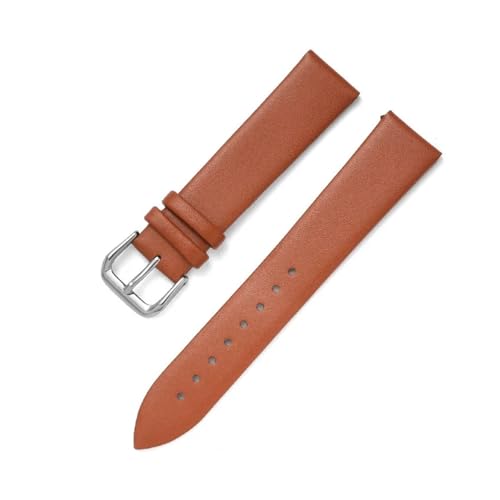 BBPLWEEA YingYou Dünnes Uhrenarmband Aus Echtem Leder 8 Mm 10 12 13 14 15 16 17 18 19 20 Mm 21 22 Mm Glattes Uhrenarmband Aus Edelstahl(Light Brown,22mm) von BBPLWEEA