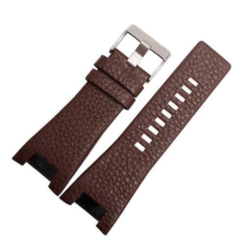 BBPLWEEA YingYou Echtes Leder-Armband, das mit Diesel kompatibel ist DZ1216 DZ1273 DZ4246 DZ4247DZ287 Armbanduhren Riemen 32 * 17mm Professional Interface-Bands(Brown silver) von BBPLWEEA