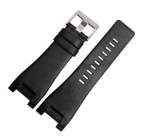 BBPLWEEA YingYou Echtes Leder-Armband, das mit Diesel kompatibel ist DZ1216 DZ1273 DZ4246 DZ4247DZ287 Armbanduhren Riemen 32 * 17mm Professional Interface-Bands(Plain black silver) von BBPLWEEA