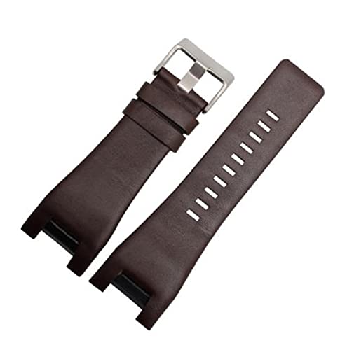 BBPLWEEA YingYou Echtes Leder-Armband, das mit Diesel kompatibel ist DZ1216 DZ1273 DZ4246 DZ4247DZ287 Armbanduhren Riemen 32 * 17mm Professional Interface-Bands(Plain brown silver) von BBPLWEEA