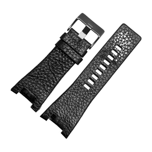 BBPLWEEA YingYou Echtes Leder-Uhr-Armband, kompatibel mit Diesel DZ1216 DZ1273 DZ4246 DZ4247 DZ4287 Armband Herren Armband Armbanduhren Notch Band 32mm(Black-Black A_32-18mm) von BBPLWEEA