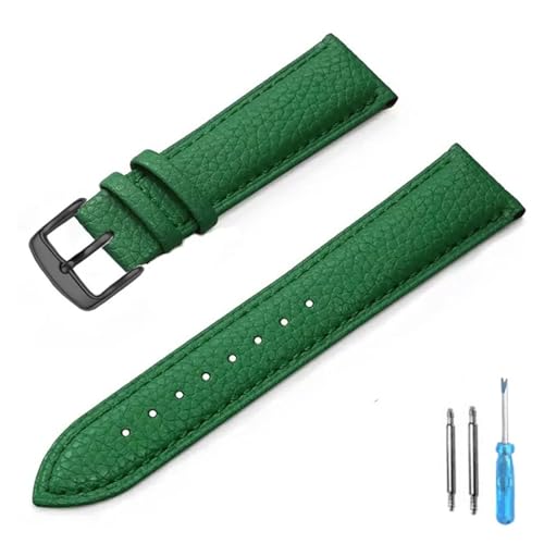 BBPLWEEA YingYou Echtes Leder Uhrenarmband 12mm 14mm 16mm 18mm 20mm 22mm Uhrenarmband for Mann Frauen(Green-BK,20mm) von BBPLWEEA