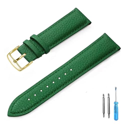 BBPLWEEA YingYou Echtes Leder Uhrenarmband 12mm 14mm 16mm 18mm 20mm 22mm Uhrenarmband for Mann Frauen(Green-G,12mm) von BBPLWEEA