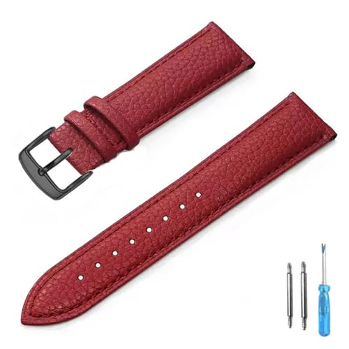 BBPLWEEA YingYou Echtes Leder Uhrenarmband 12mm 14mm 16mm 18mm 20mm 22mm Uhrenarmband for Mann Frauen(Red-BK,20mm) von BBPLWEEA