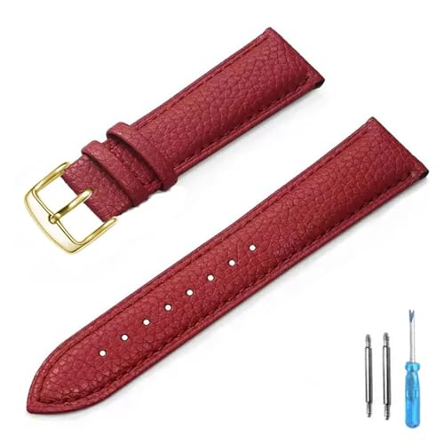 BBPLWEEA YingYou Echtes Leder Uhrenarmband 12mm 14mm 16mm 18mm 20mm 22mm Uhrenarmband for Mann Frauen(Red-G,20mm) von BBPLWEEA