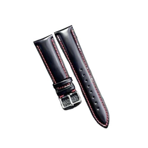 BBPLWEEA YingYou Echtes Leder Uhrenarmband 18 19 20 21 22mm Rindsleder Grün Uhrenarmband Uhrenzubehör Weich(Black-red,22mm) von BBPLWEEA