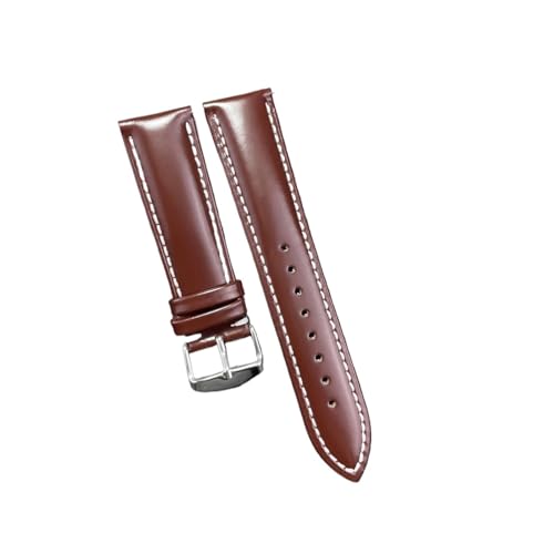 BBPLWEEA YingYou Echtes Leder Uhrenarmband 18 19 20 21 22mm Rindsleder Grün Uhrenarmband Uhrenzubehör Weich(Brown-white,22mm) von BBPLWEEA