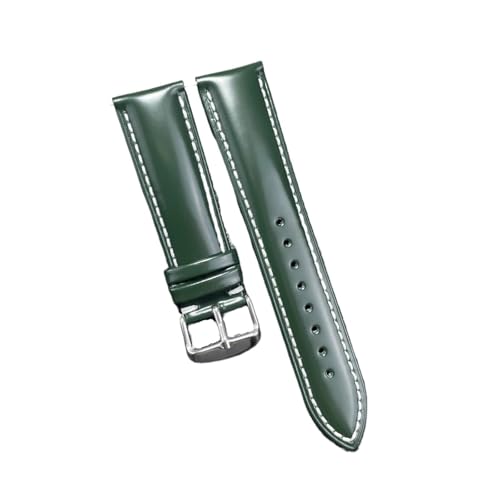 BBPLWEEA YingYou Echtes Leder Uhrenarmband 18 19 20 21 22mm Rindsleder Grün Uhrenarmband Uhrenzubehör Weich(Green-white,22mm) von BBPLWEEA
