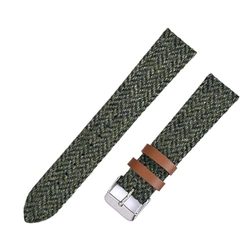 BBPLWEEA YingYou Echtes Leder Uhrenarmband 18mm 20mm 22mm Vintage Schnellverschluss Armband For Männer Frauen Weben Uhrenarmbänder(Green,18mm) von BBPLWEEA