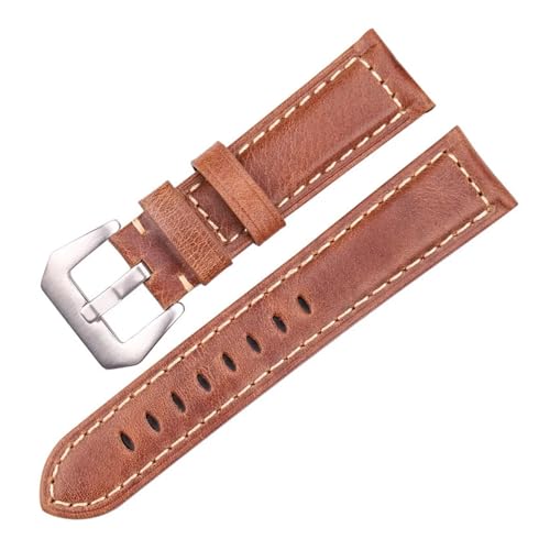 BBPLWEEA YingYou Echtes Leder Uhrenarmband 20mm 22mm 24mm Dunkelbraunes Armband For Männer Frauen Uhrenzubehör(Brown,20mm) von BBPLWEEA