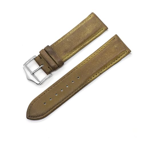 BBPLWEEA YingYou Echtes Leder Uhrenarmband 20mm 22mm Schnalle Blau Schwarz Uhrenarmband Handgelenkband Ersatzgürtel(Green,20mm) von BBPLWEEA