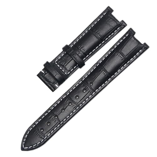 BBPLWEEA YingYou Echtes Lederarmband, Kompatibel Mit GC-Armbändern, 22 X 13 Mm, 20 X 11 Mm, Gekerbtes Armband Mit Butterfly-Schnalle Aus Edelstahl(Black w no clasp,22-13mm) von BBPLWEEA