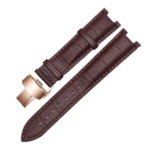 BBPLWEEA YingYou Echtes Lederarmband, Kompatibel Mit GC-Armbändern, 22 X 13 Mm, 20 X 11 Mm, Gekerbtes Armband Mit Butterfly-Schnalle Aus Edelstahl(Brown rose gold,20-11mm) von BBPLWEEA