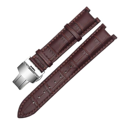 BBPLWEEA YingYou Echtes Lederarmband, Kompatibel Mit GC-Armbändern, 22 X 13 Mm, 20 X 11 Mm, Gekerbtes Armband Mit Butterfly-Schnalle Aus Edelstahl(Brown silver,20-11mm) von BBPLWEEA