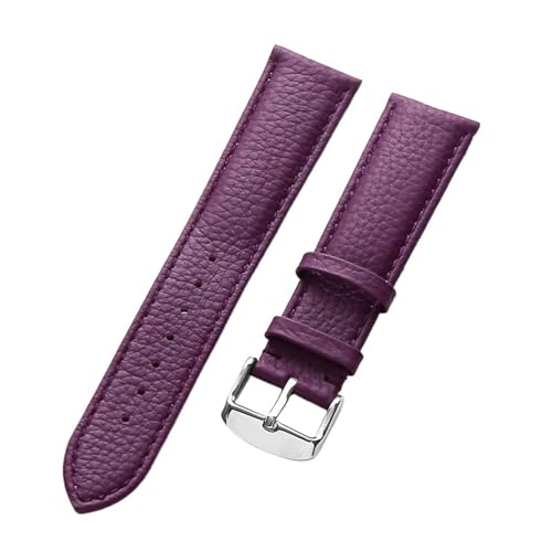 BBPLWEEA YingYou Echtes Lederarmband Damen Weiches Leder Lychee Grain Rindsleder Uhrenarmband Herren Wasserdicht 14 16 18 Mm Uhrenkettenzubehör(Purple,22mm) von BBPLWEEA