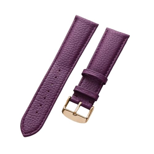 BBPLWEEA YingYou Echtes Lederarmband Damen Weiches Leder Lychee Grain Rindsleder Uhrenarmband Herren Wasserdicht 14 16 18 Mm Uhrenkettenzubehör(Purple rose buckle,13mm) von BBPLWEEA