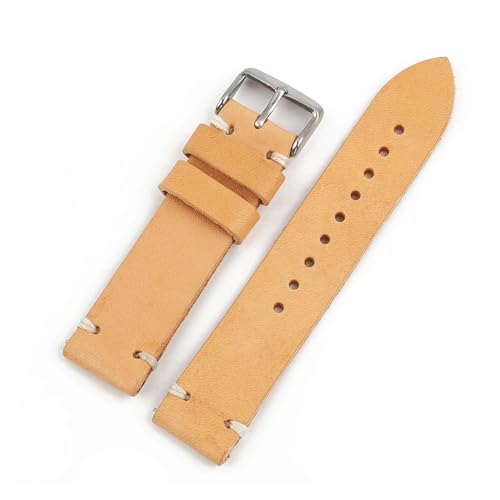 BBPLWEEA YingYou Echtes Lederarmband Uhrenzubehör Handgefertigte Genähte Uhrenarmbänder 18 Mm 20 Mm 22 Mm Kaffeeschwarz Uhrenarmbänder(Tan,22mm) von BBPLWEEA