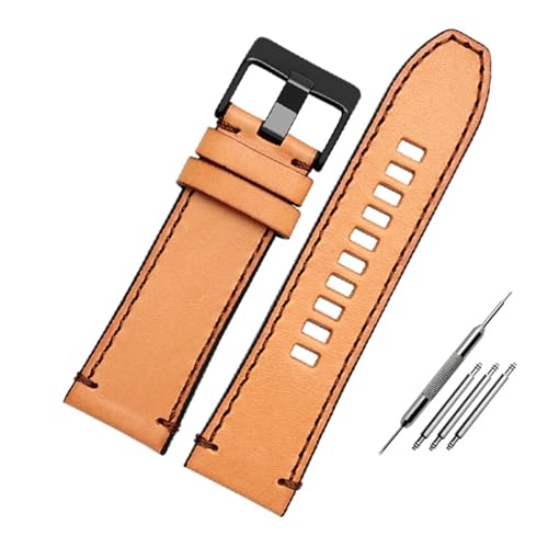 BBPLWEEA YingYou Echtes Lederarmband kompatibel mit Dieseluhrgürtel DZ4476 / 4482 DZ7408 7406 4318 Riemen 22 24 26 28mm Große Größe Männer Armbanduhr Band(13 Brown black,28mm) von BBPLWEEA