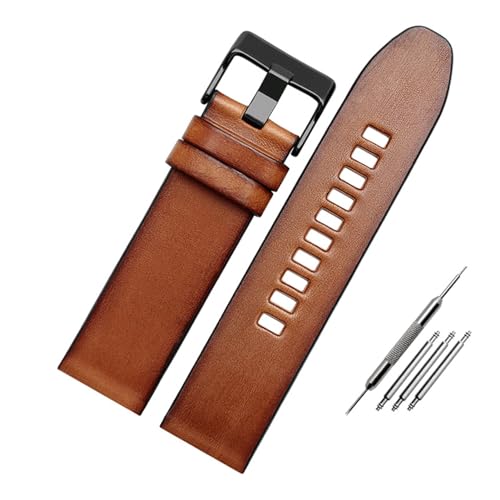 BBPLWEEA YingYou Echtes Lederarmband kompatibel mit Dieseluhrgürtel DZ4476 / 4482 DZ7408 7406 4318 Riemen 22 24 26 28mm Große Größe Männer Armbanduhr Band(1514 Brown black,22mm) von BBPLWEEA