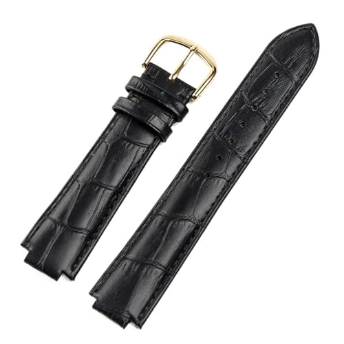 BBPLWEEA YingYou Echtleder-Uhrenarmband, Kompatibel Mit Cartier Convex Interface16 18 20 22 Mm Herren-Damen-Uhrenketten-Ersatzzubehör(Black gold buckle,18x11mm) von BBPLWEEA