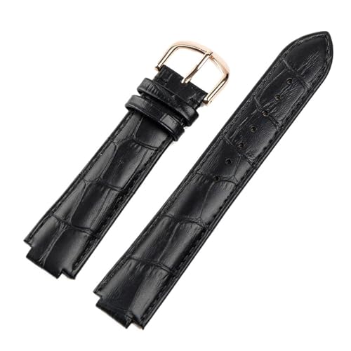 BBPLWEEA YingYou Echtleder-Uhrenarmband, Kompatibel Mit Cartier Convex Interface16 18 20 22 Mm Herren-Damen-Uhrenketten-Ersatzzubehör(Black rose buckle,14x8mm) von BBPLWEEA