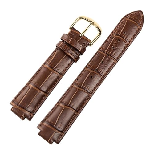 BBPLWEEA YingYou Echtleder-Uhrenarmband, Kompatibel Mit Cartier Convex Interface16 18 20 22 Mm Herren-Damen-Uhrenketten-Ersatzzubehör(Brown gold buckle,20x12mm) von BBPLWEEA