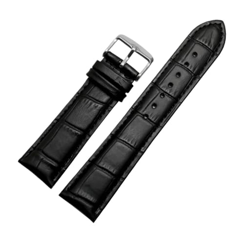 BBPLWEEA YingYou Echtleder-Uhrenarmband For Damen Und Herren, Kompatibel Mit Armani AR1945 1946 AR2500 2502 1981, Rindsleder-Uhrenarmband 14 18 20 22 Mm Armband(Black-silver,14mm) von BBPLWEEA