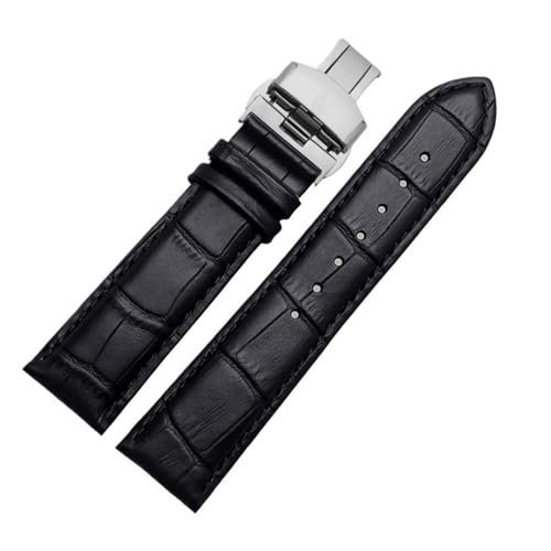 BBPLWEEA YingYou Echtleder-Uhrenarmband For Damen Und Herren, Kompatibel Mit Armani AR1945 1946 AR2500 2502 1981, Rindsleder-Uhrenarmband 14 18 20 22 Mm Armband(Black-silver B,18mm) von BBPLWEEA