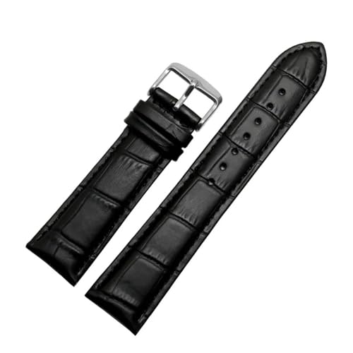 BBPLWEEA YingYou Echtleder-Uhrenarmband For Damen Und Herren, Kompatibel Mit Armani AR1945 1946 AR2500 2502 1981, Rindsleder-Uhrenarmband 14 18 20 22 Mm Armband(Black white-silver B,20mm) von BBPLWEEA