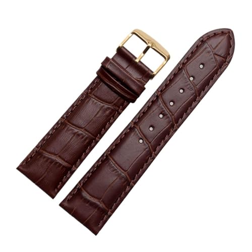 BBPLWEEA YingYou Echtleder-Uhrenarmband For Damen Und Herren, Kompatibel Mit Armani AR1945 1946 AR2500 2502 1981, Rindsleder-Uhrenarmband 14 18 20 22 Mm Armband(Brown-gold,20mm) von BBPLWEEA